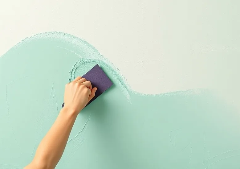 Application d'un enduit décoratif à la lisseuse sur un mur