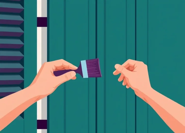 Mise en peinture au pinceau de volets et d'encadrements en bois